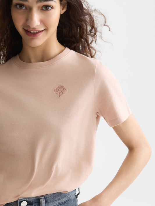 Lavender טי שירט קצרה לנשים Embroidered Logo SCOTCH & SODA