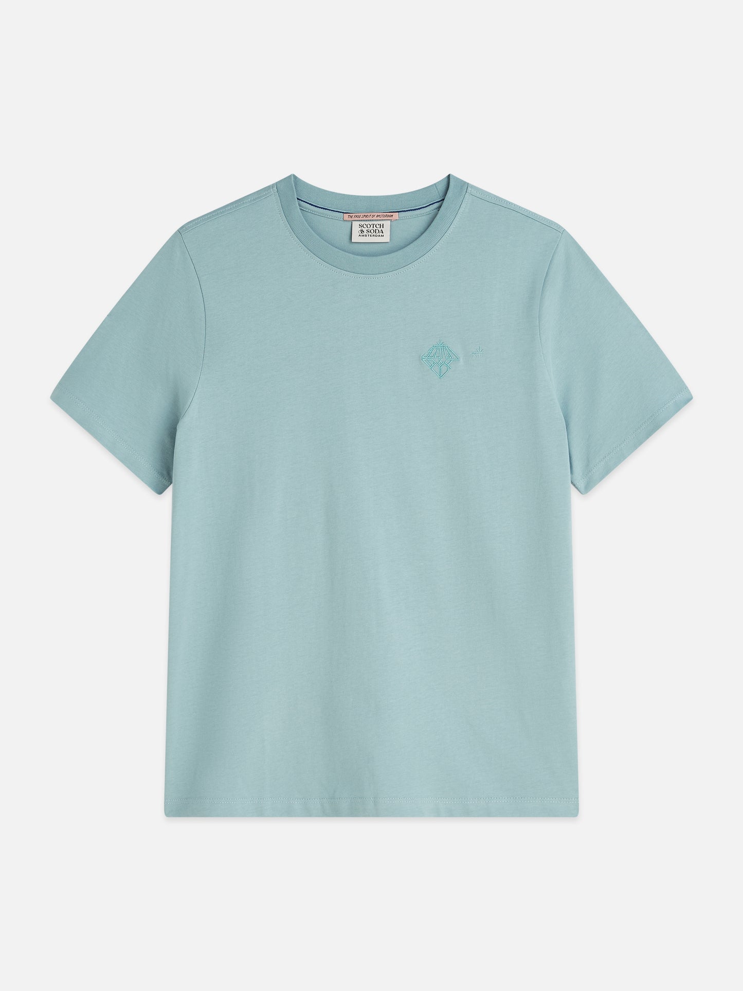 Light Steel Blue טי שירט קצרה לנשים Embroidered Logo SCOTCH & SODA