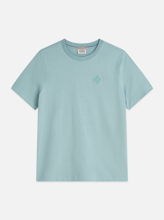 Light Steel Blue טי שירט קצרה לנשים Embroidered Logo SCOTCH & SODA