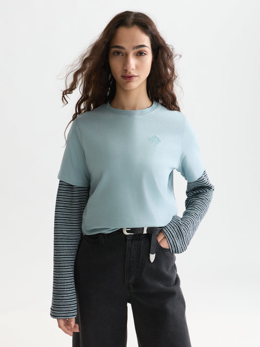 Black טי שירט קצרה לנשים Embroidered Logo SCOTCH & SODA