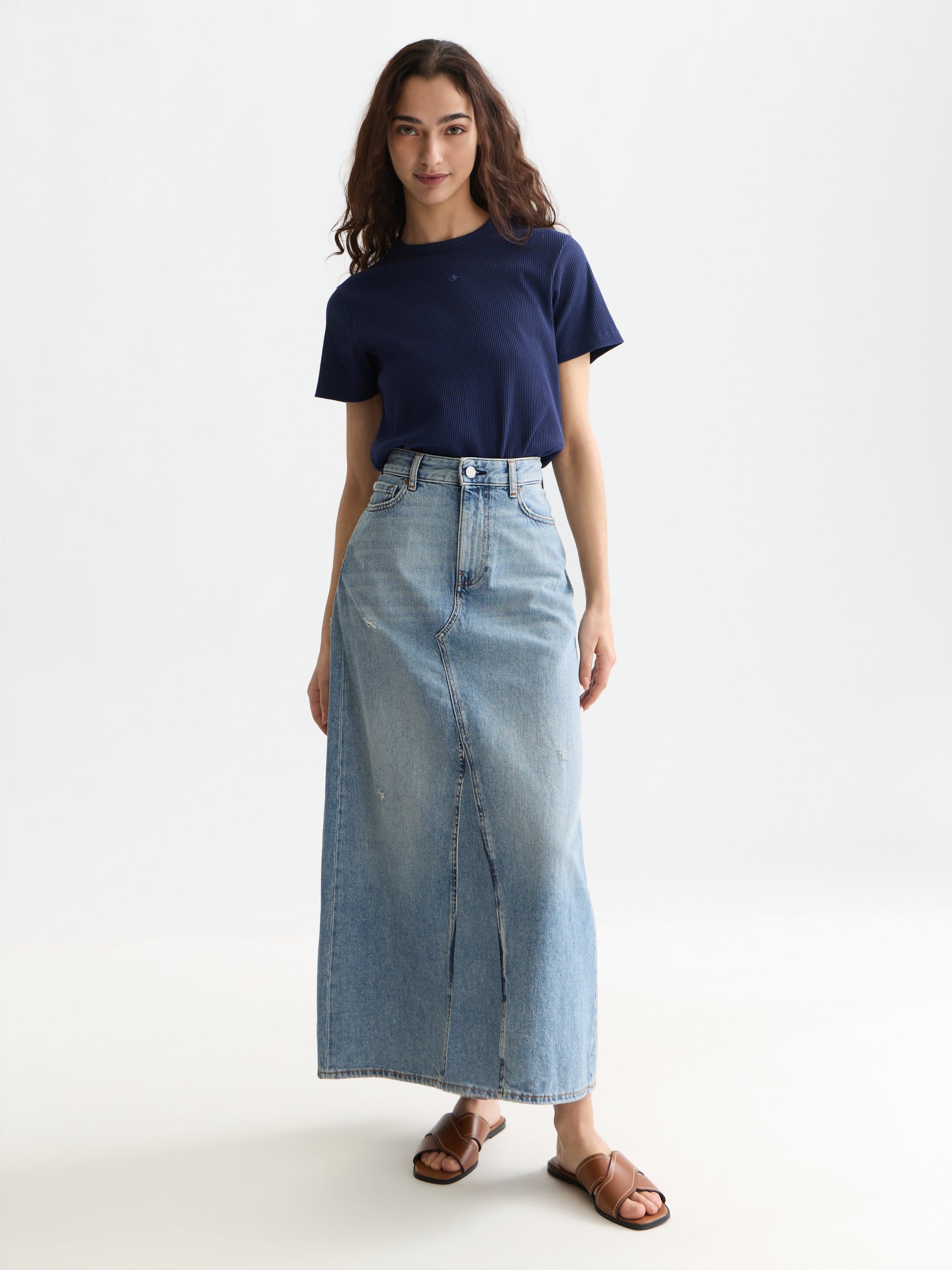 White Smoke טי שירט קצרה לנשים Rib SCOTCH & SODA