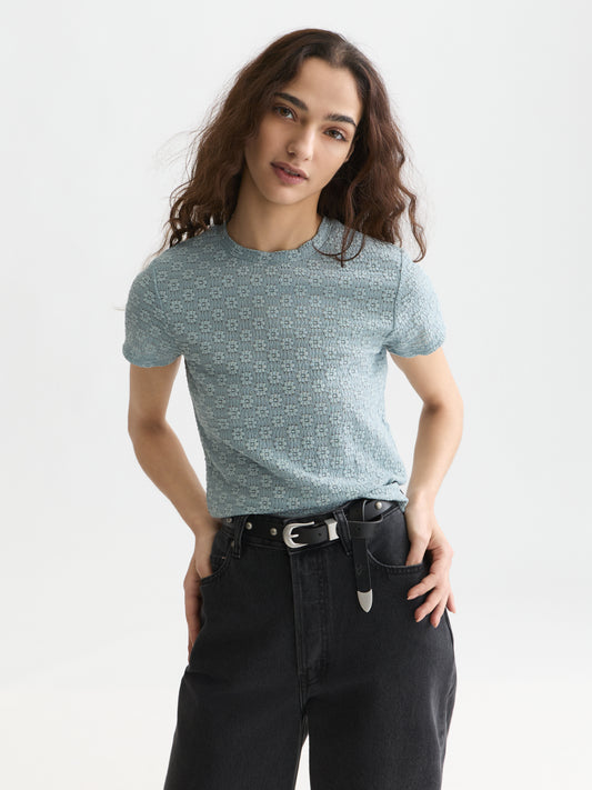 Black טי שירט קצרה לנשים Open Structure SCOTCH & SODA