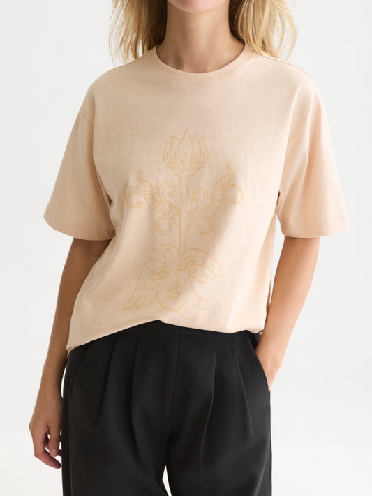 Black טי שירט קצרה לנשים Flock Artwork SCOTCH & SODA