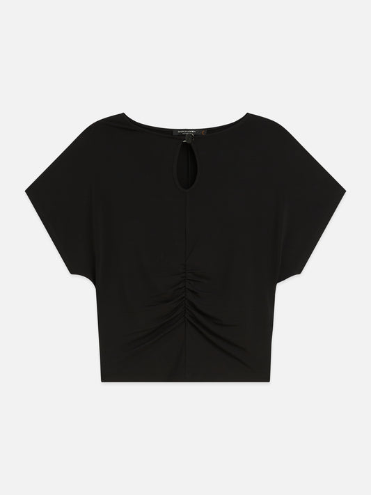 Black טי שירט קצרה לנשים Ruched SCOTCH & SODA