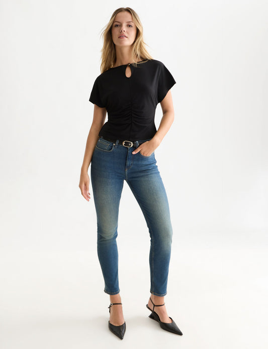 White Smoke טי שירט קצרה לנשים Ruched SCOTCH & SODA