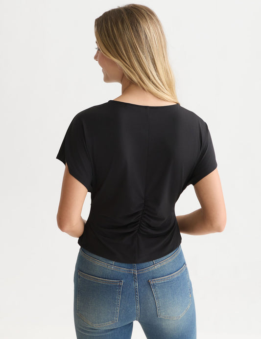 Black טי שירט קצרה לנשים Ruched SCOTCH & SODA