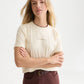 Misty Rose טי שירט קצרה לנשים Chest Embroidery SCOTCH & SODA