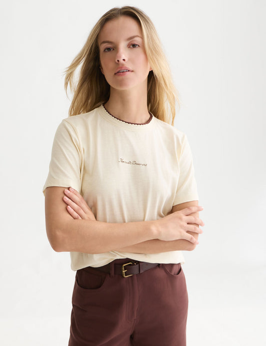 Misty Rose טי שירט קצרה לנשים Chest Embroidery SCOTCH & SODA