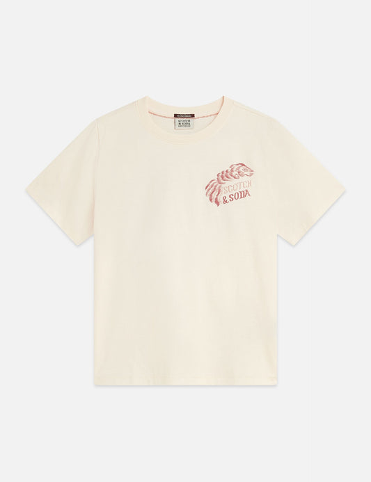 Antique White טי שירט קצרה לנשים Front And Back Artwork SCOTCH & SODA