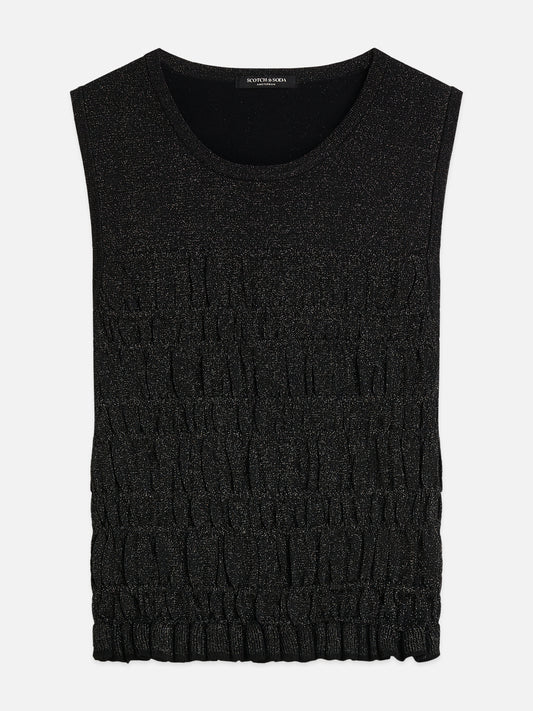 Black גופיה לנשים Smock Stitch SCOTCH & SODA
