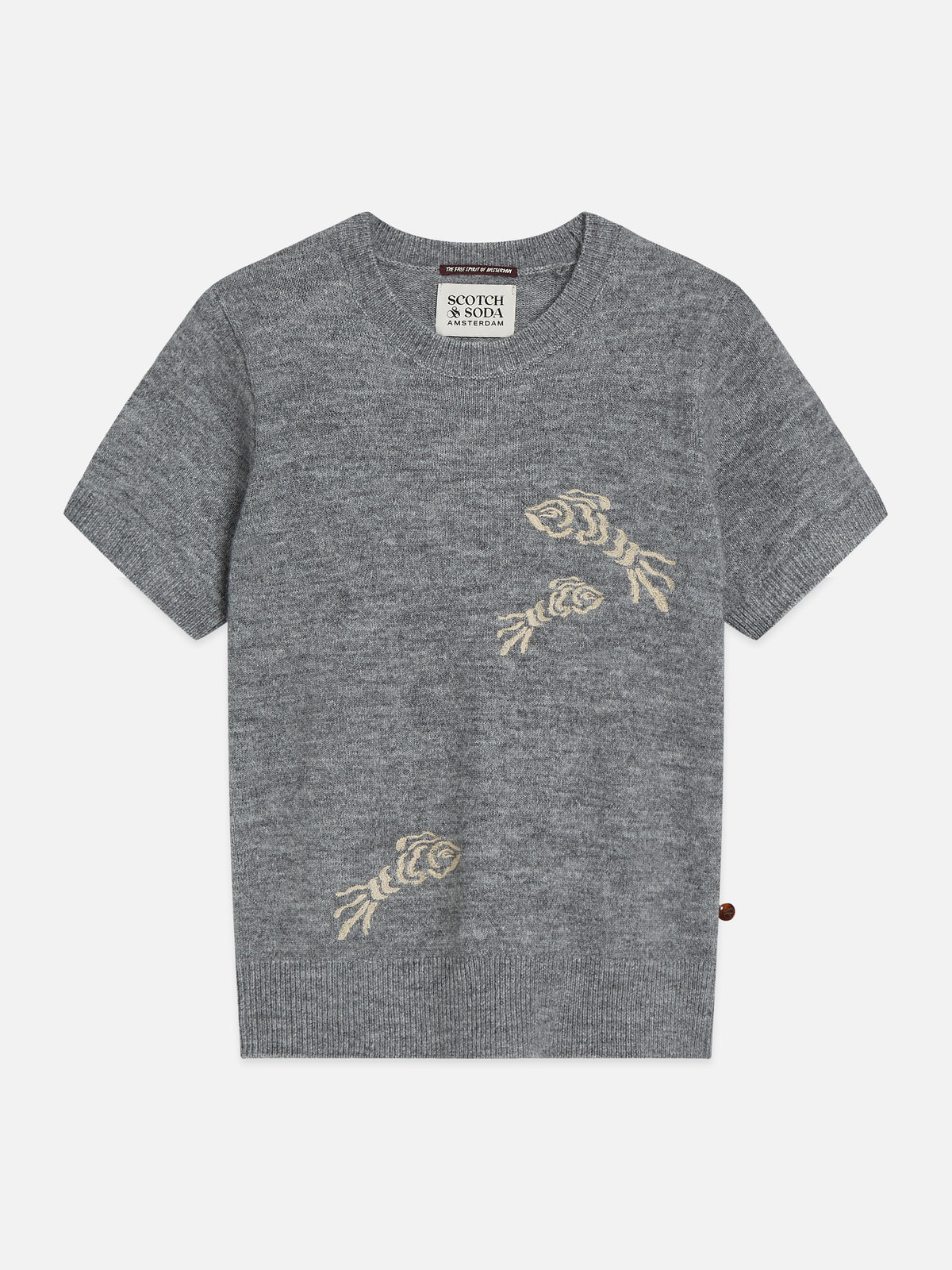 Dim Gray סוודר לנשים Embroidered Short-Sleeved SCOTCH & SODA