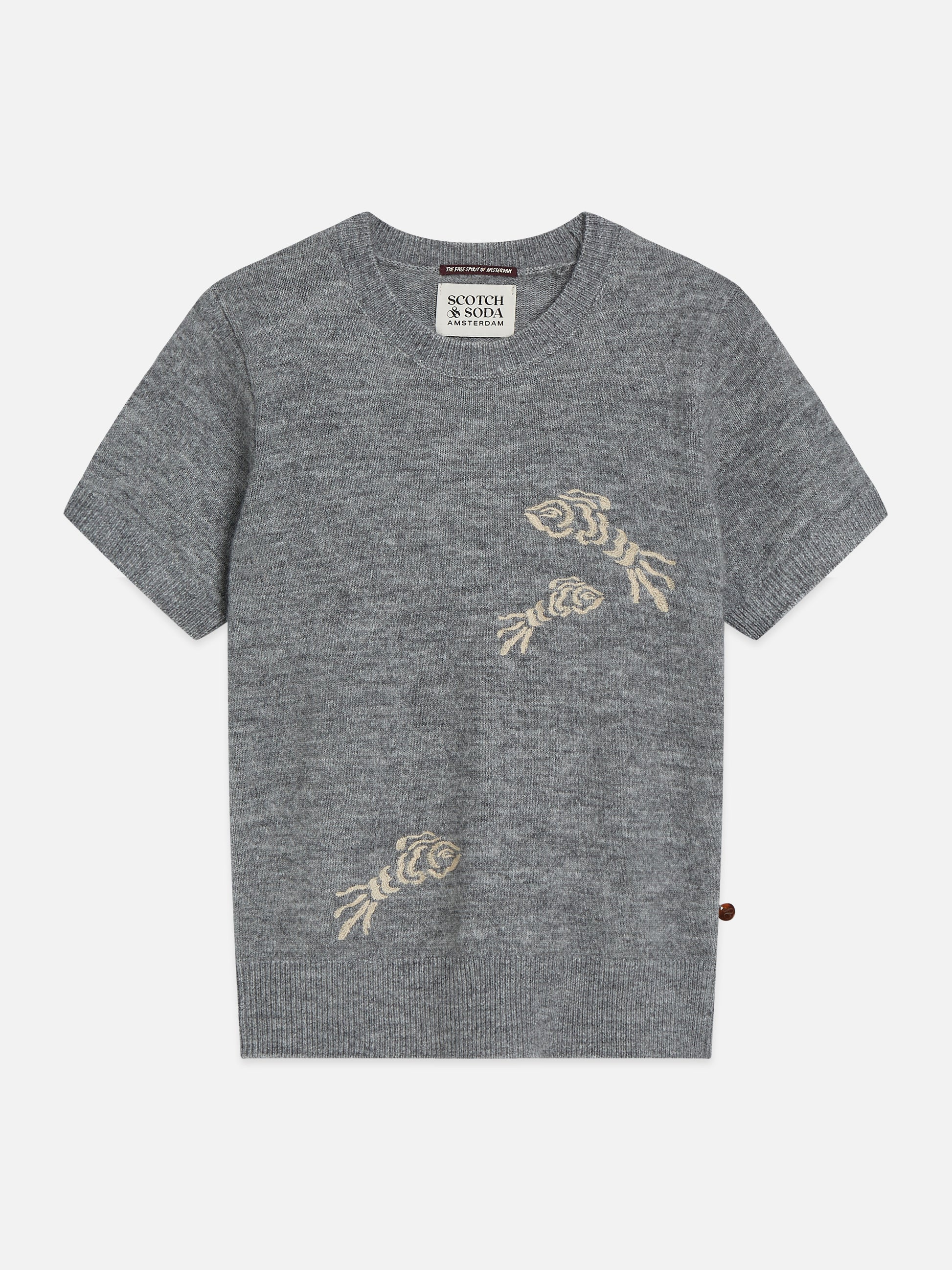 Dim Gray סוודר לנשים Embroidered Short-Sleeved SCOTCH & SODA