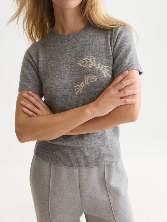 Lavender סוודר לנשים Embroidered Short-Sleeved SCOTCH & SODA