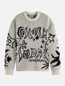 Dark Gray סוודר לנשים Jacquard Motif Oversized SCOTCH & SODA