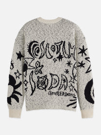 White Smoke סוודר לנשים Jacquard Motif Oversized SCOTCH & SODA