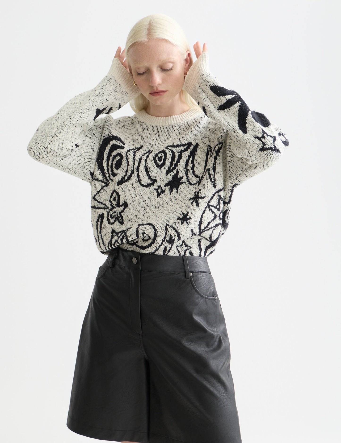 Lavender סוודר לנשים Jacquard Motif Oversized SCOTCH & SODA