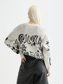 Lavender סוודר לנשים Jacquard Motif Oversized SCOTCH & SODA