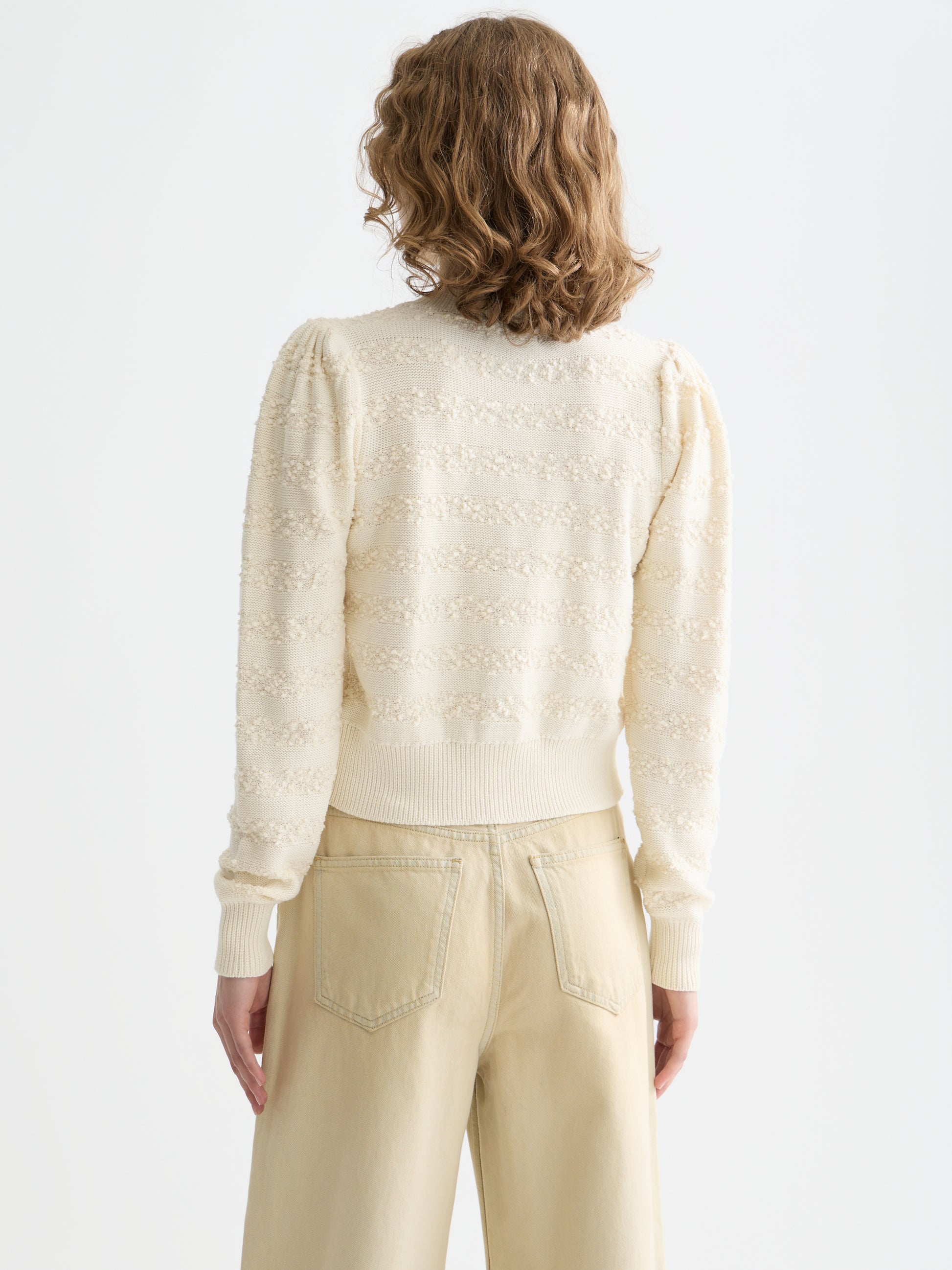 Light Gray קרדיגן לנשים Boucle Stripe SCOTCH & SODA