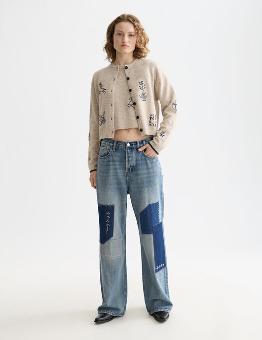 White Smoke קרדיגן לנשים Embroidered Crew SCOTCH & SODA