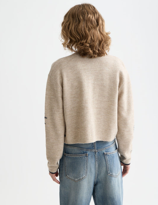 Gray קרדיגן לנשים Embroidered Crew SCOTCH & SODA