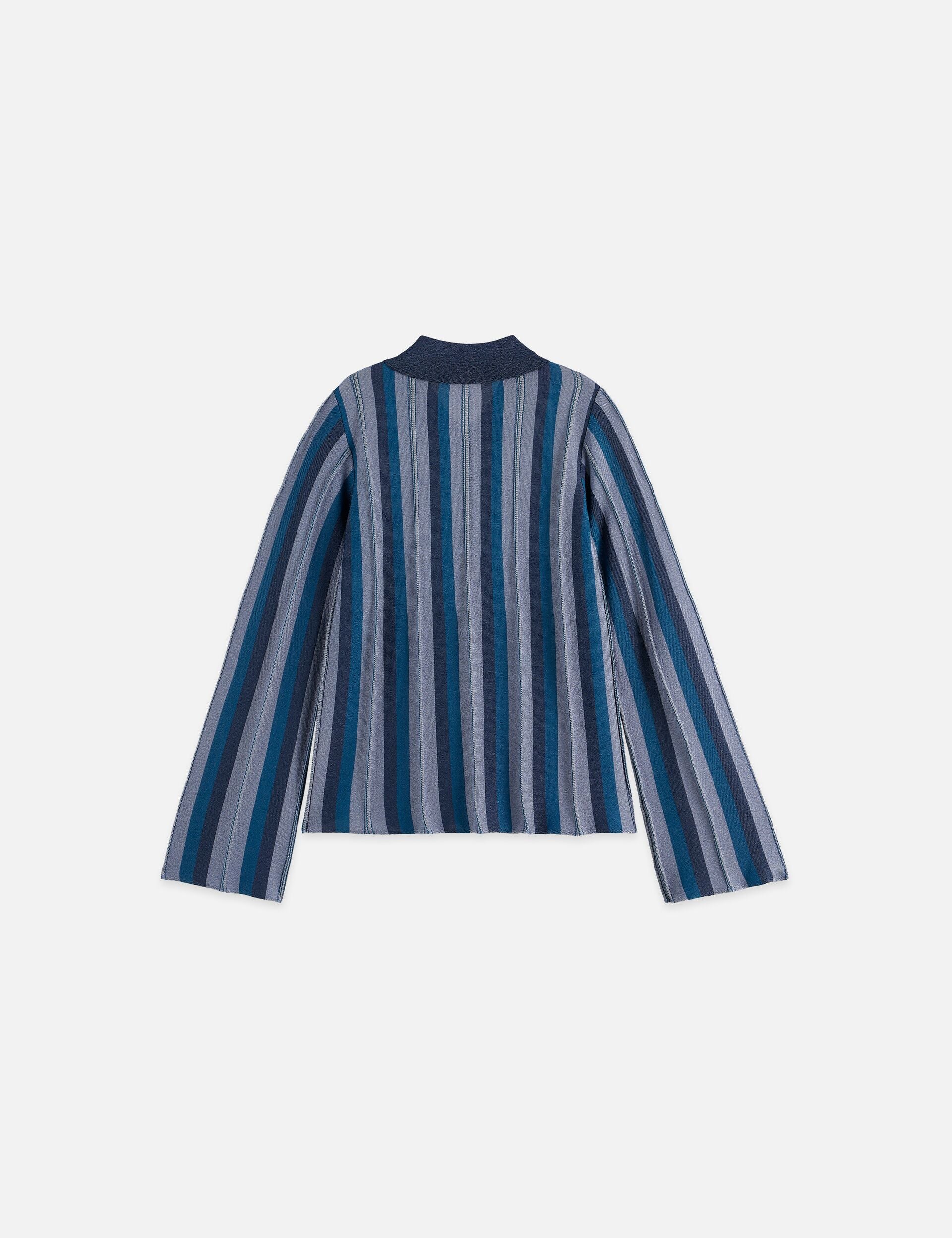 White Smoke PLEATED STRIPE COLLARED CARDIGAN סוודר SCOTCH & SODA