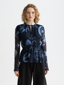Black חולצה ארוכה לנשים Printed Tie Front SCOTCH & SODA