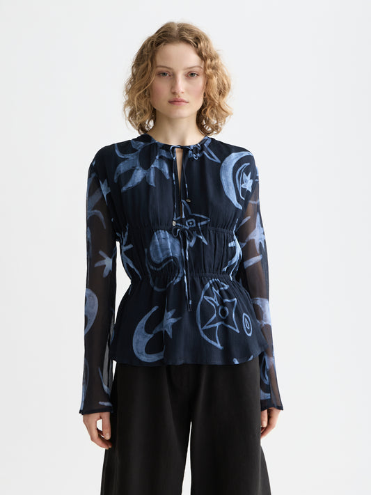 Black חולצה ארוכה לנשים Printed Tie Front SCOTCH & SODA