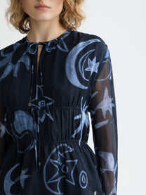 Black חולצה ארוכה לנשים Printed Tie Front SCOTCH & SODA
