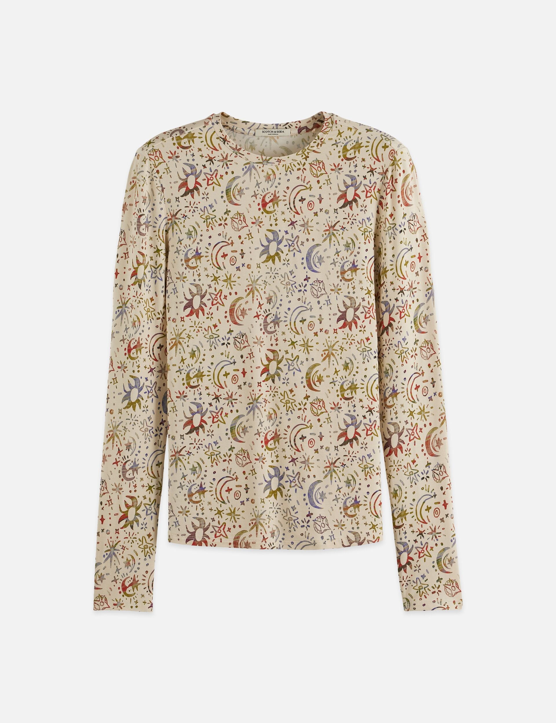 Dark Gray סוודר לנשים All Over Printed Long SCOTCH & SODA