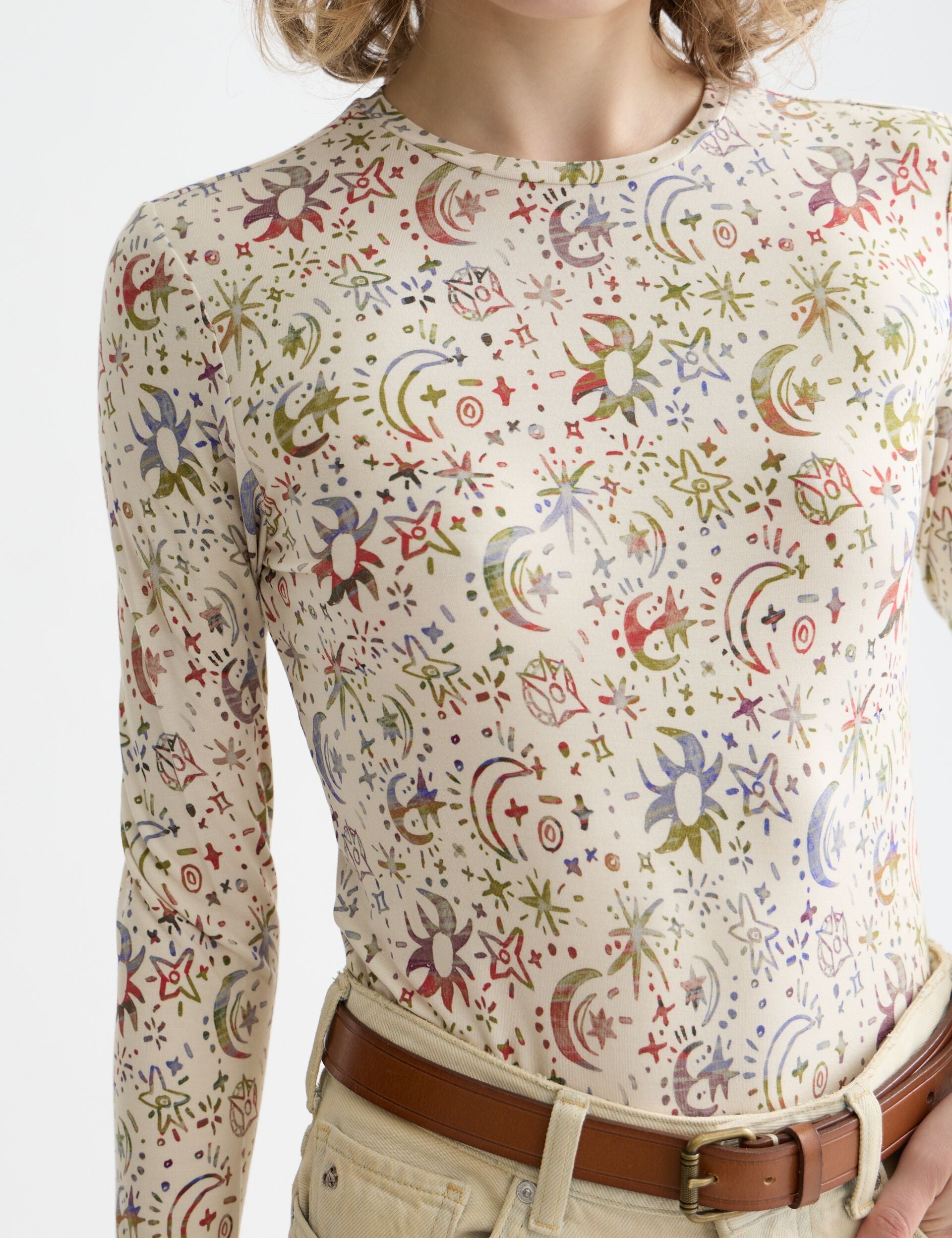 Rosy Brown סוודר לנשים All Over Printed Long SCOTCH & SODA