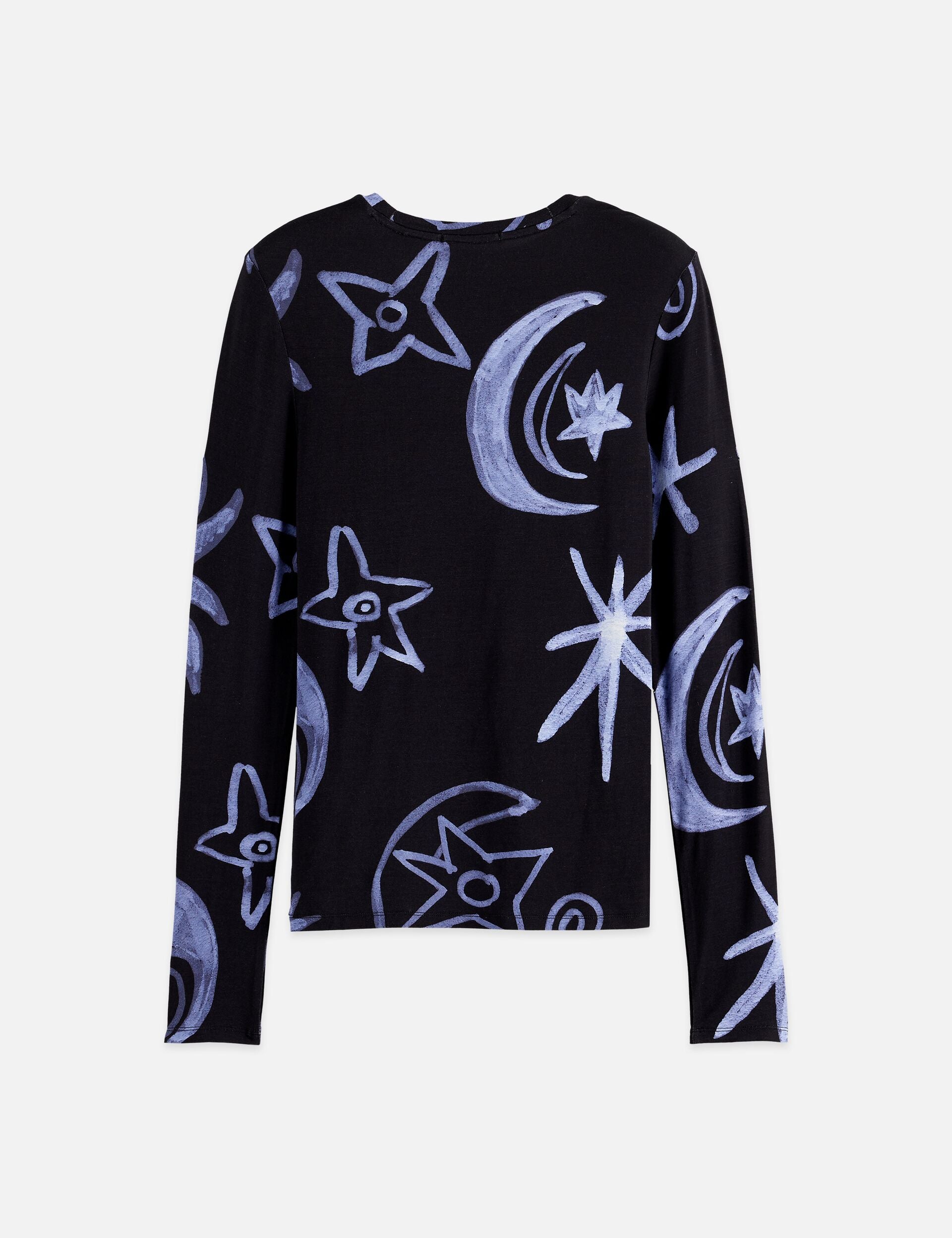 Black ALL OVER PRINTED LONG SLEEVE T-SHIRT סוודר SCOTCH & SODA
