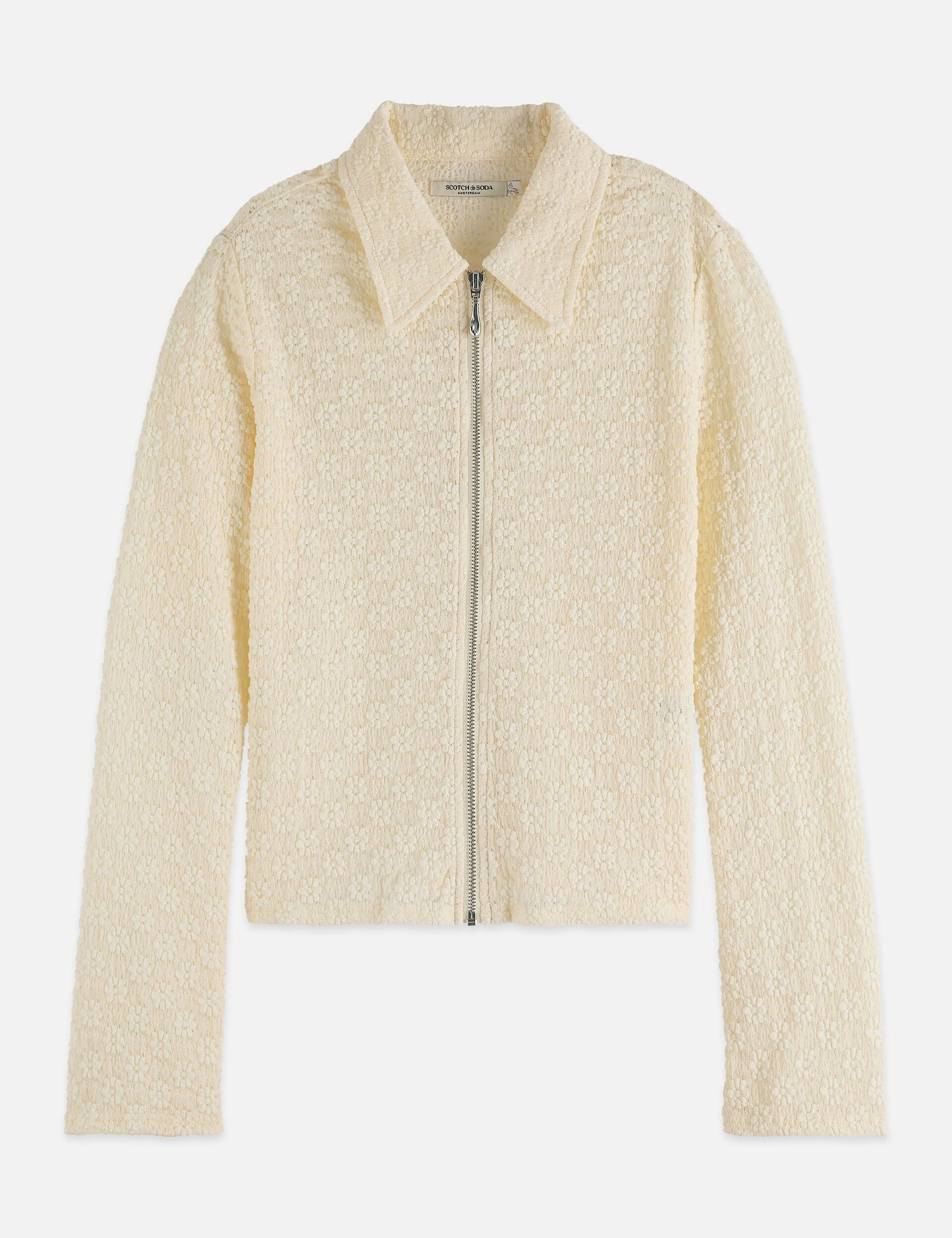 Light Gray קרדיגן רוכסן לנשים Open Structure SCOTCH & SODA