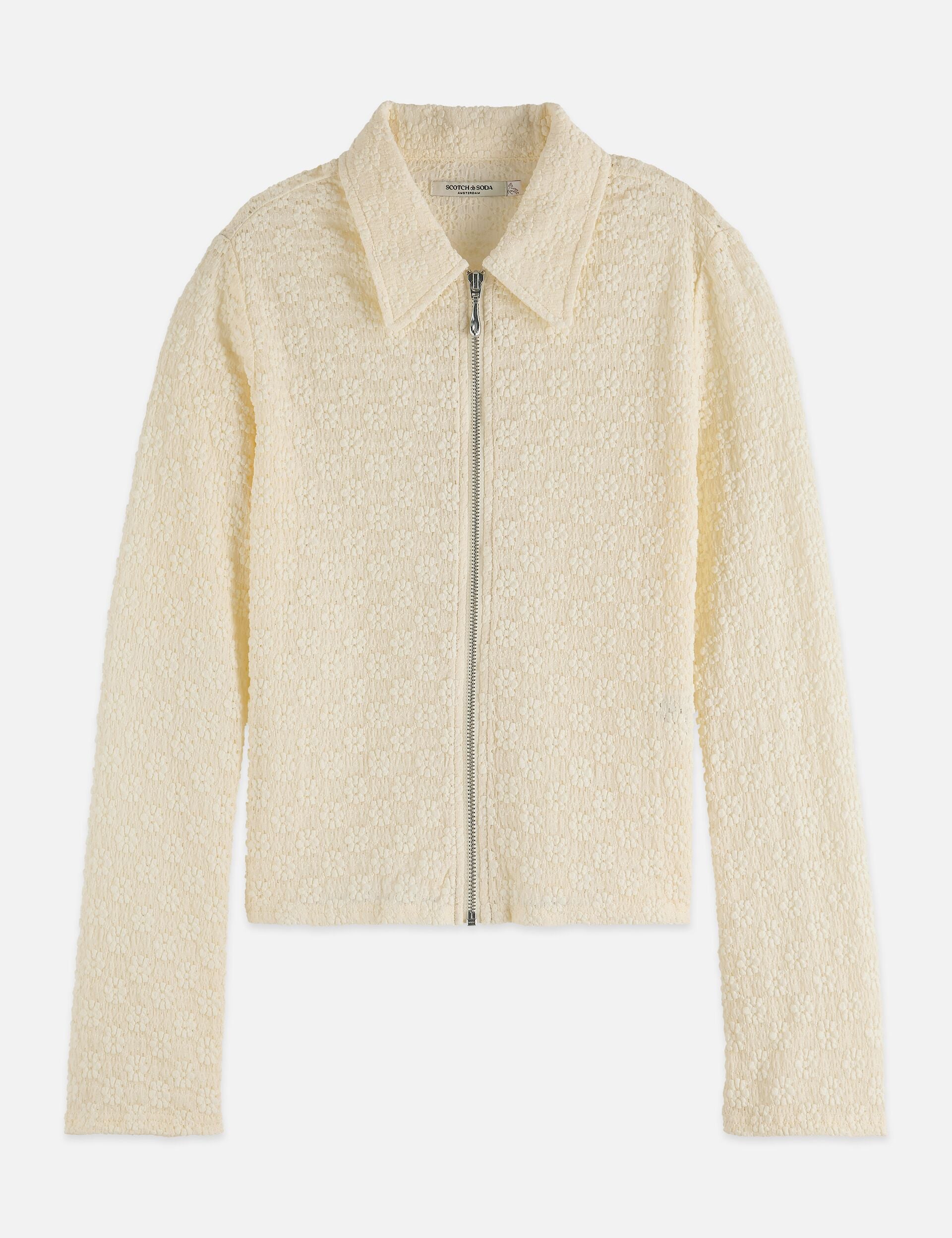 Light Gray קרדיגן רוכסן לנשים Open Structure SCOTCH & SODA