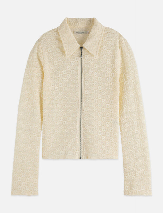 Light Gray קרדיגן רוכסן לנשים Open Structure SCOTCH & SODA