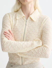 Light Gray קרדיגן רוכסן לנשים Open Structure SCOTCH & SODA
