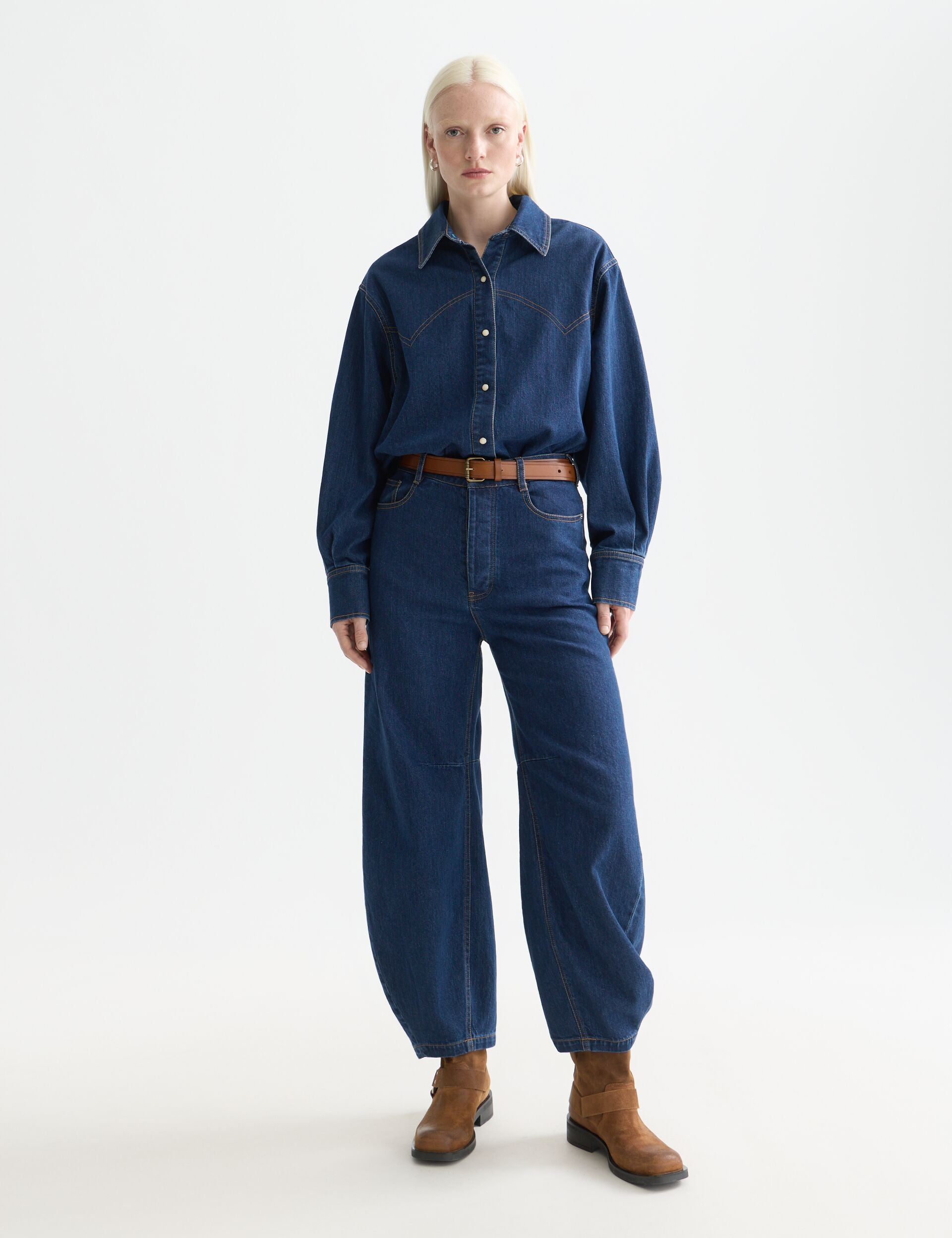 White Smoke חולצה מכופתרת ארוכה לנשים Western Denim SCOTCH & SODA