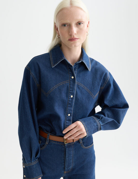 Lavender חולצה מכופתרת ארוכה לנשים Western Denim SCOTCH & SODA