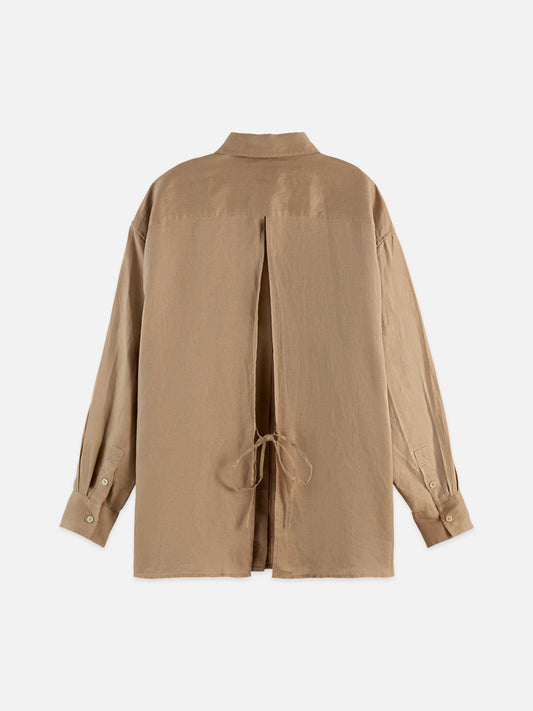 Rosy Brown חולצת פשתן מכופתרת ארוכה לנשים Linen SCOTCH & SODA