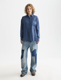 White Smoke חולצה מכופתרת ארוכה לנשים Linen Back Detail SCOTCH & SODA