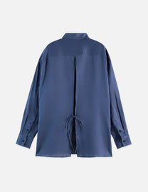Dark Slate Blue חולצה מכופתרת ארוכה לנשים Linen Back Detail SCOTCH & SODA
