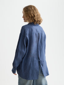 Lavender חולצה מכופתרת ארוכה לנשים Linen Back Detail SCOTCH & SODA