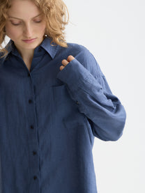 Dark Slate Gray חולצה מכופתרת ארוכה לנשים Linen Back Detail SCOTCH & SODA