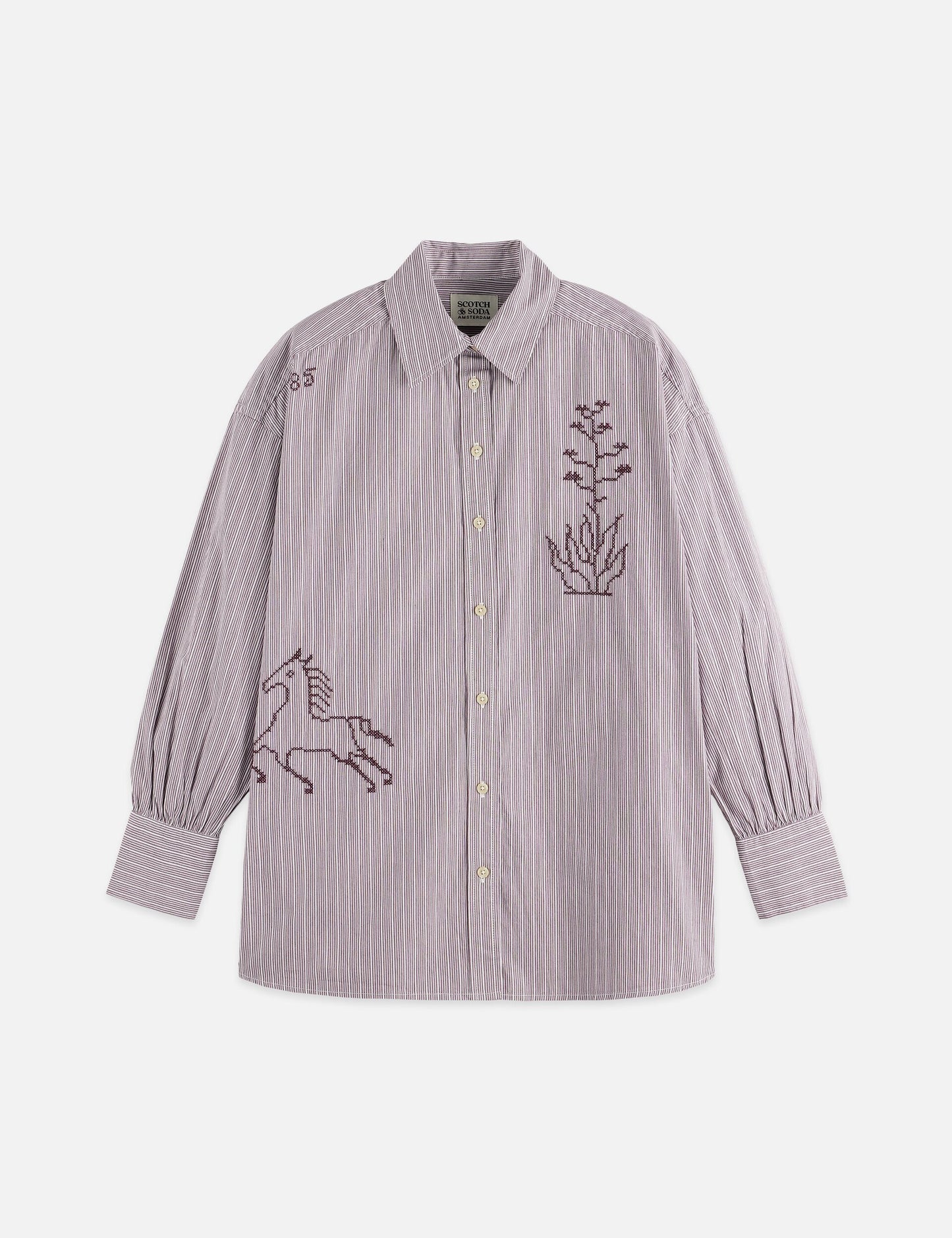 White Smoke חולצה מכופתרת ארוכה לנשים Embroidery girlfriend SCOTCH & SODA