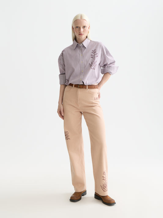 White Smoke חולצה מכופתרת ארוכה לנשים Embroidery girlfriend SCOTCH & SODA