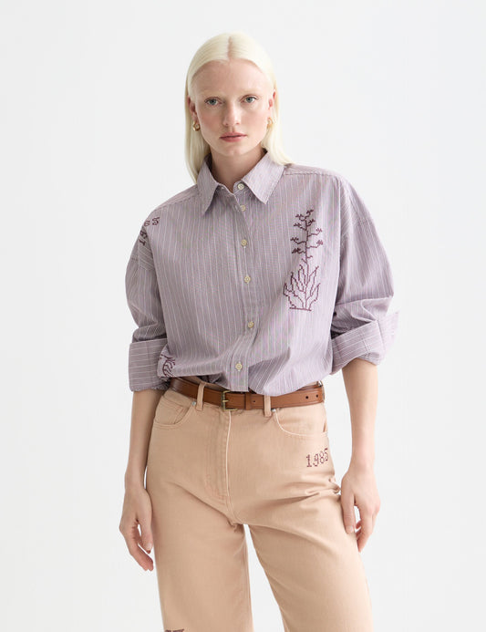White Smoke חולצה מכופתרת ארוכה לנשים Embroidery girlfriend SCOTCH & SODA