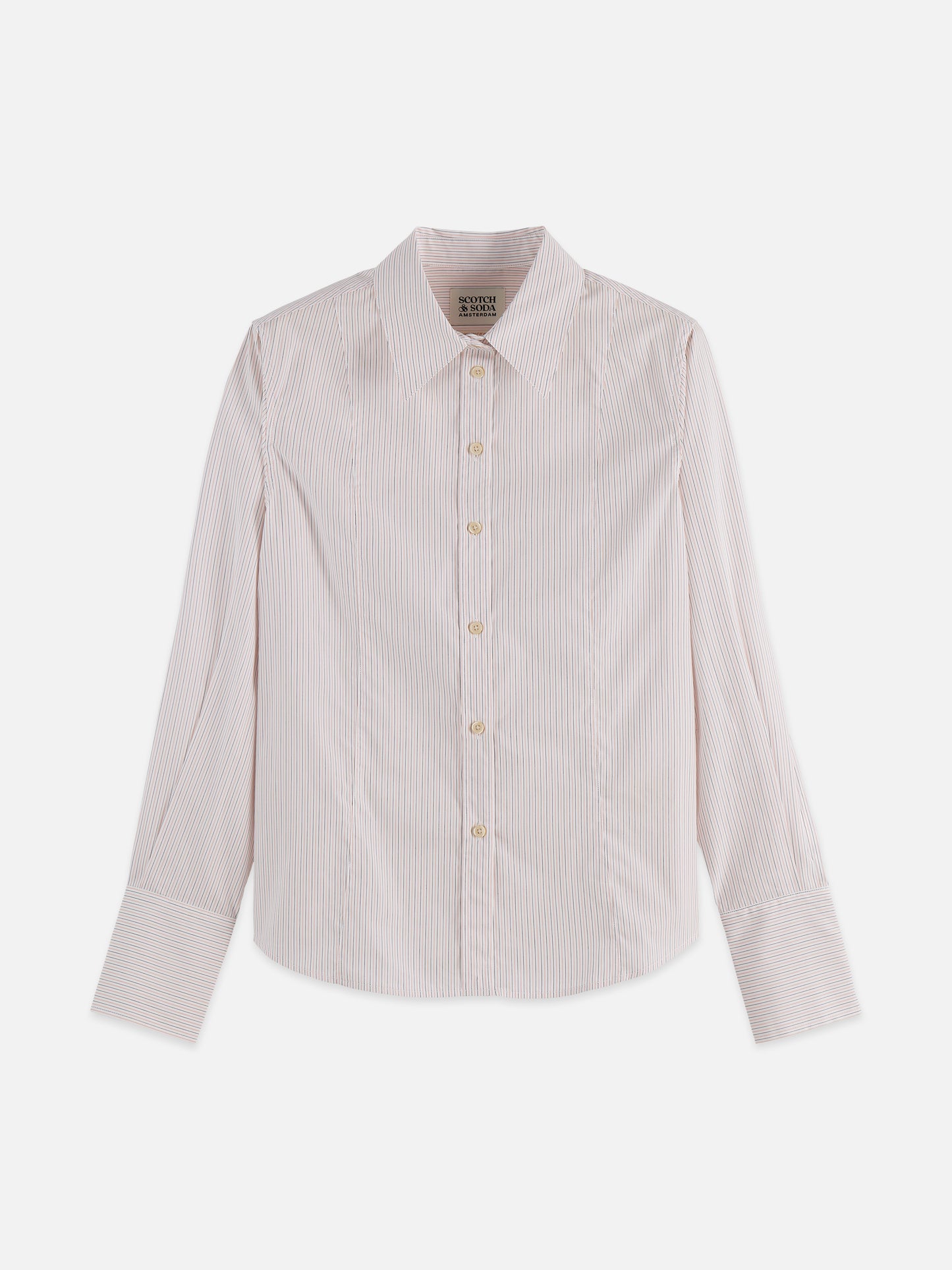 Light Gray חולצה מכופתרת ארוכה לנשים Regular Fit Poplin Shirt SCOTCH & SODA