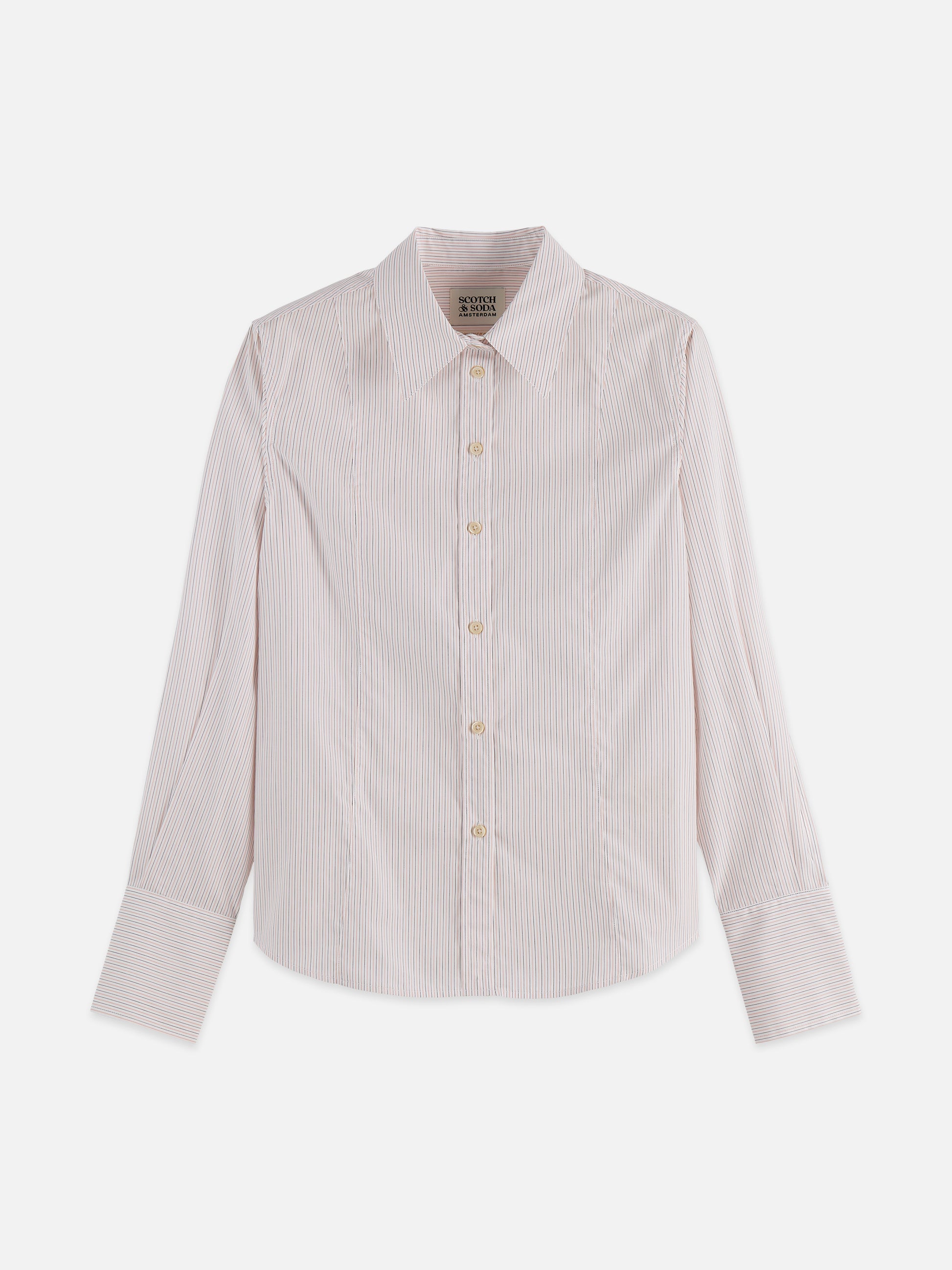 Light Gray חולצה מכופתרת ארוכה לנשים Regular Fit Poplin Shirt SCOTCH & SODA
