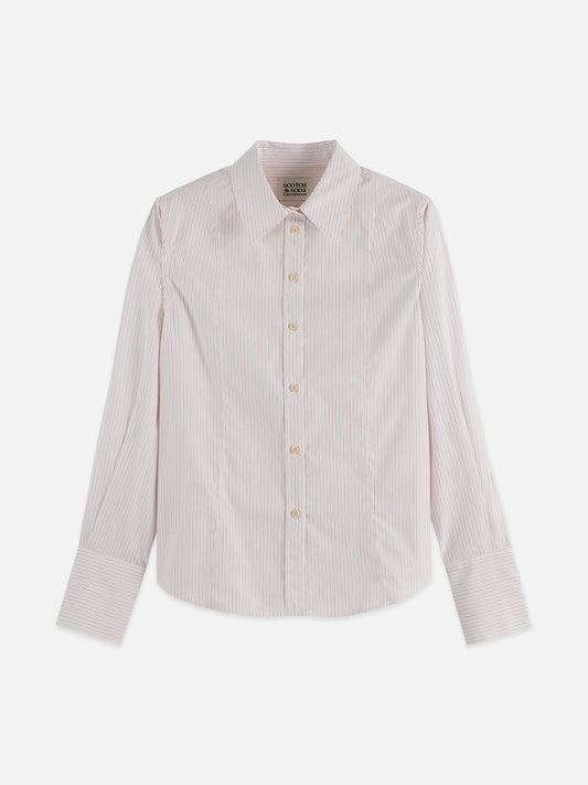 Light Gray חולצה מכופתרת ארוכה לנשים Regular Fit Poplin Shirt SCOTCH & SODA