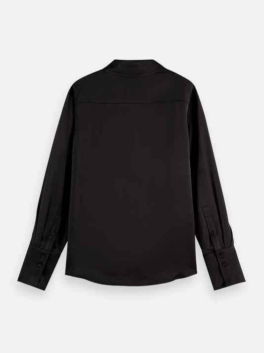 Black CORE VISCOSE SATIN SHIRT חולצה מכופתרת ארוכה SCOTCH & SODA