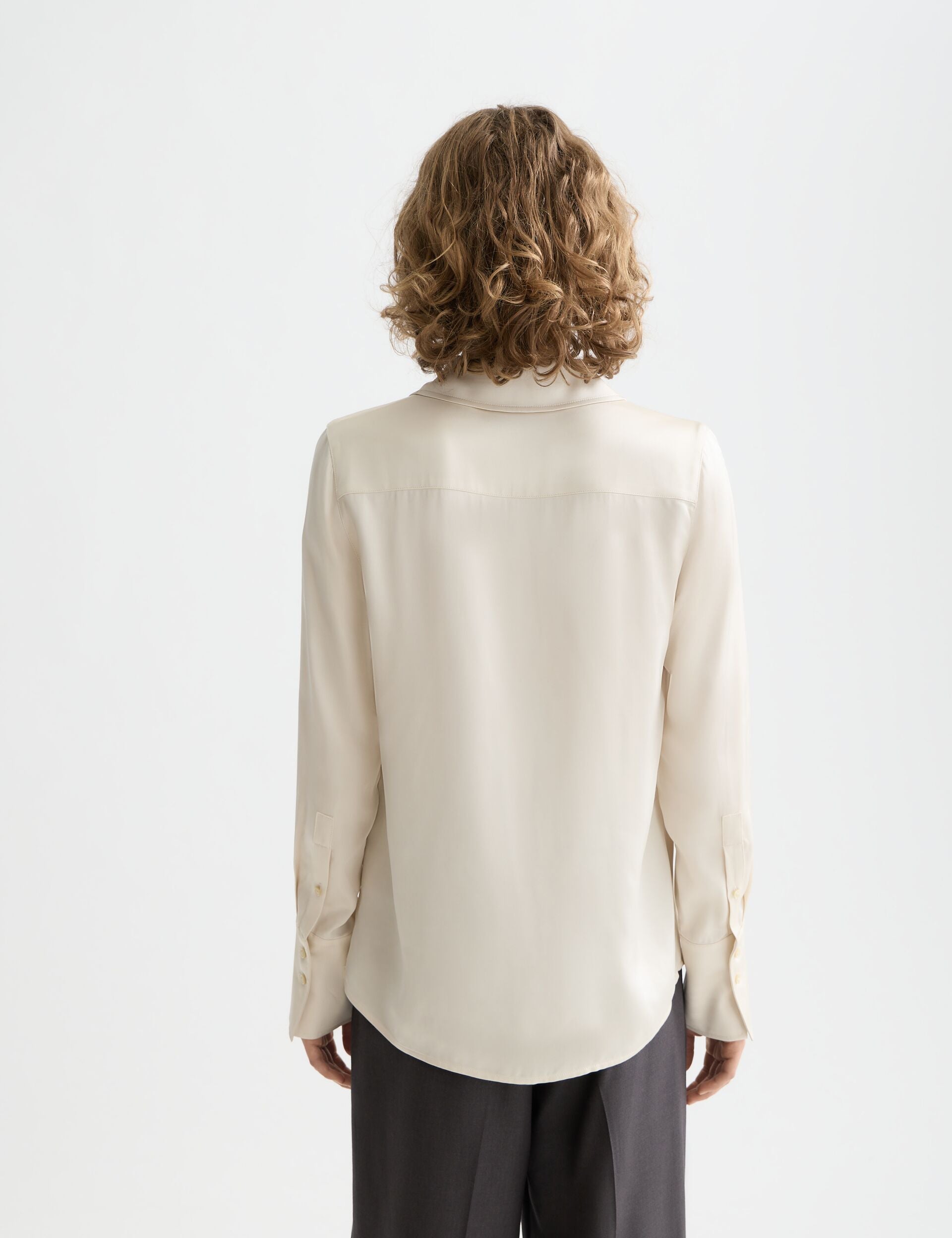 Light Gray CORE VISCOSE SATIN SHIRT חולצה מכופתרת ארוכה SCOTCH & SODA